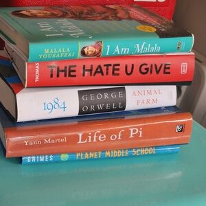 Hardback Books By Yann Martel, Thomas, Malala Yousafzai, George Orwell,Grimes